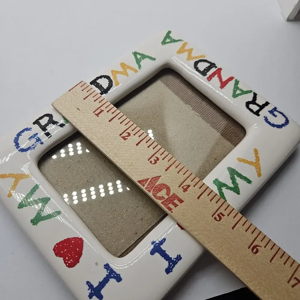 Vintage I Love My Grandma Colorful Ceramic Picture Frame Holds 4x6 Photo